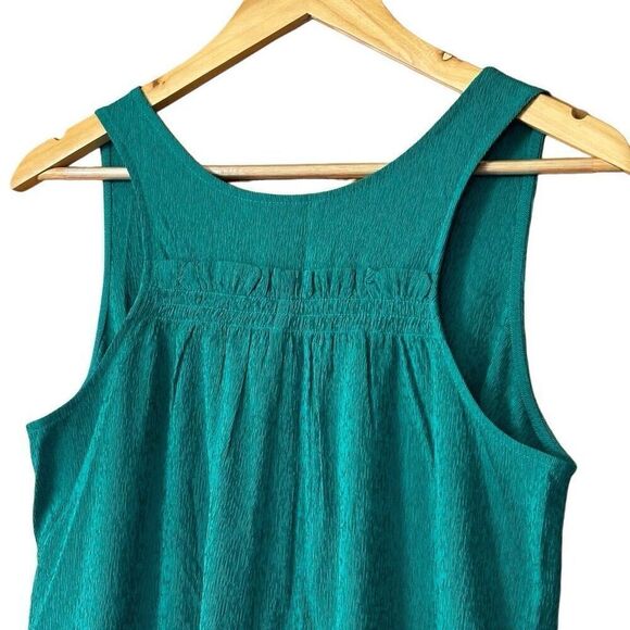 Athleta Emerald Green Echo Midi Dress Size Medium Ruched Waist Maxi Tank - Picture 11 of 13